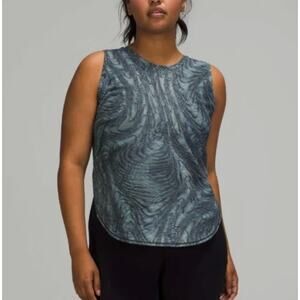 Lululemon High Neck Split Hem Run Tank Top Women's 10 Blue